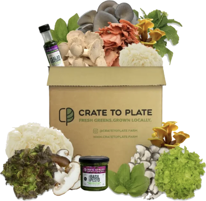 A Crate to Plate box packed with fresh produce